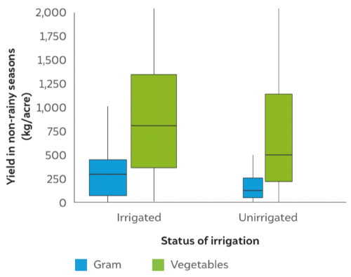 Access of irrigation has significant impact on yields of less water-intensive crop