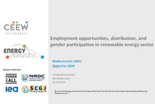 Employment opportunities, distribution, and gender participation in renewable energy sector